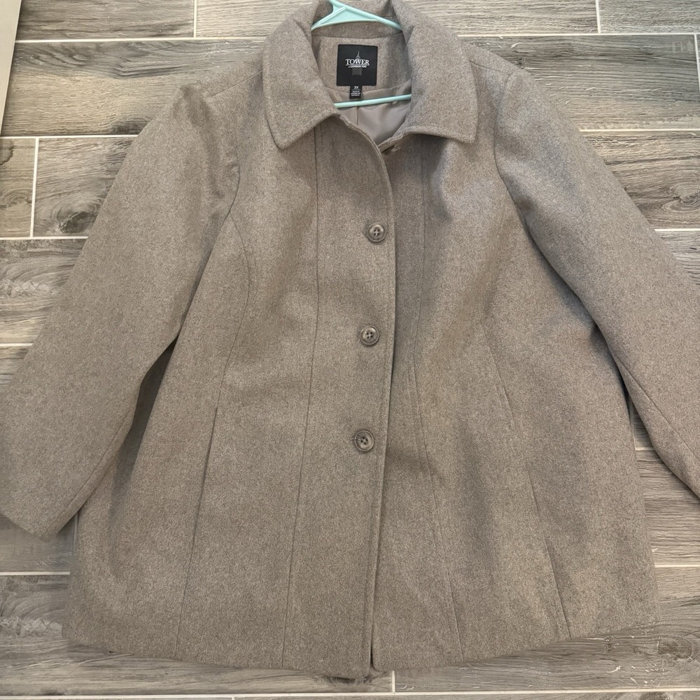 London Fog Women's Pea‎ Coat 3x Wool Blend Tan/Beige NWT MSRP $180 Lined - Picture 11 of 11
